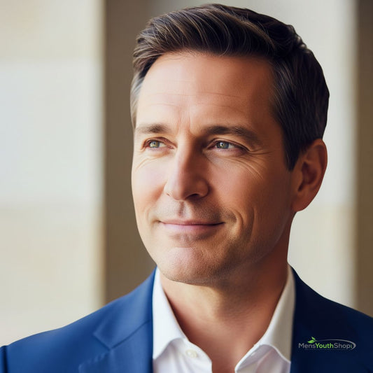 Confident man with bright, refreshed eyes, symbolizing the benefits of under eye cream for men.